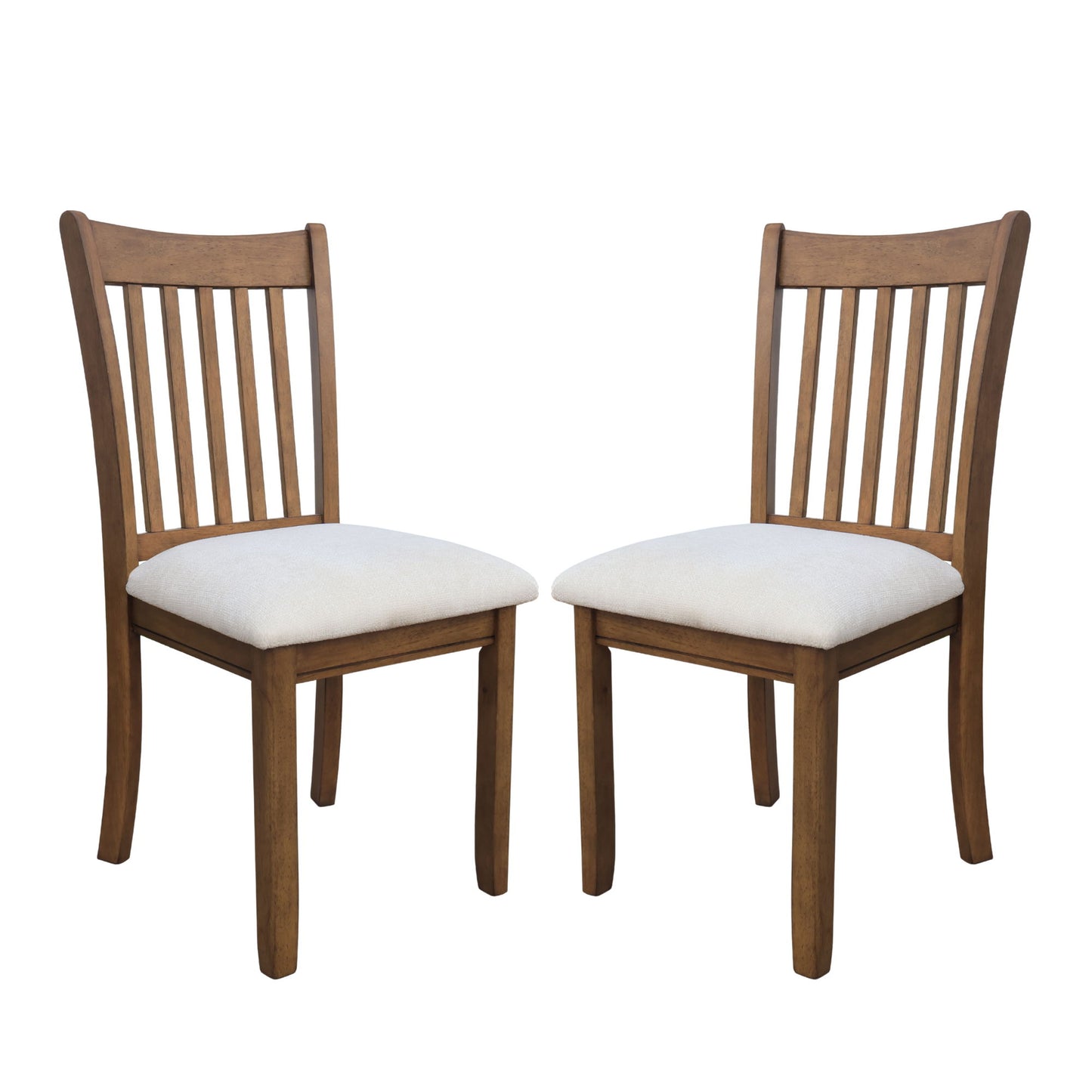 Modern Dining Chair, Wooden Back, Cushion Seats (Set of 2)