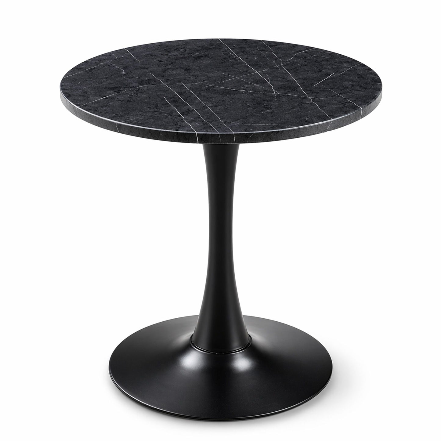 Round Dining Table With Faux Marble Top And Metal Pedestal +, 23.6" Diameter For Kitchen, Living Room, Small Spaces