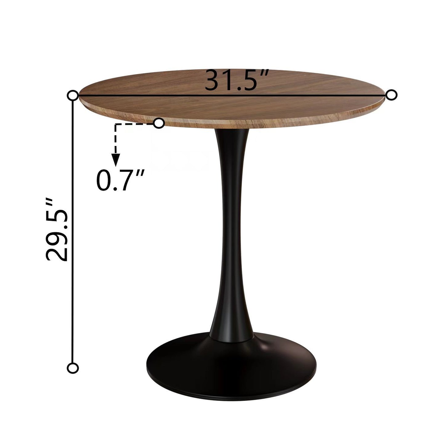 Mid Century Modern Round Dining Table With Top & Pedestal Base
