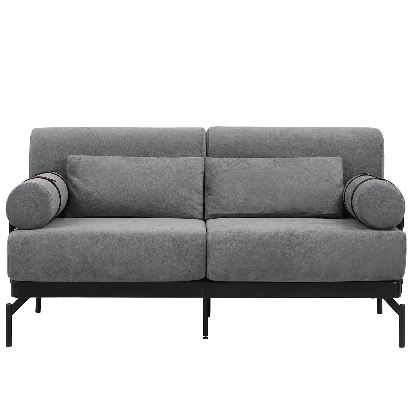 Modern Loveseat Sofa 2 Seater With USB Ports, Cylindrical Armrests