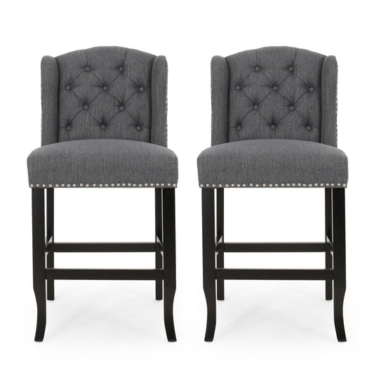 Vienna - Fabric Tufted Counter Stool With Nailhead Accents (Set of 2)