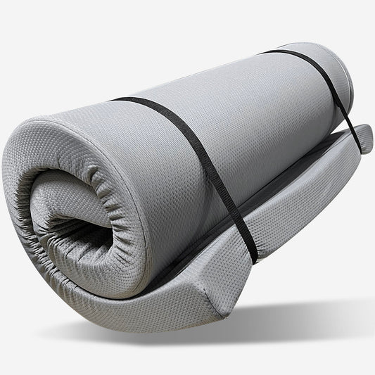 Memory Foam Camping Mattress With Water Resistant Zipper Cover - Gray