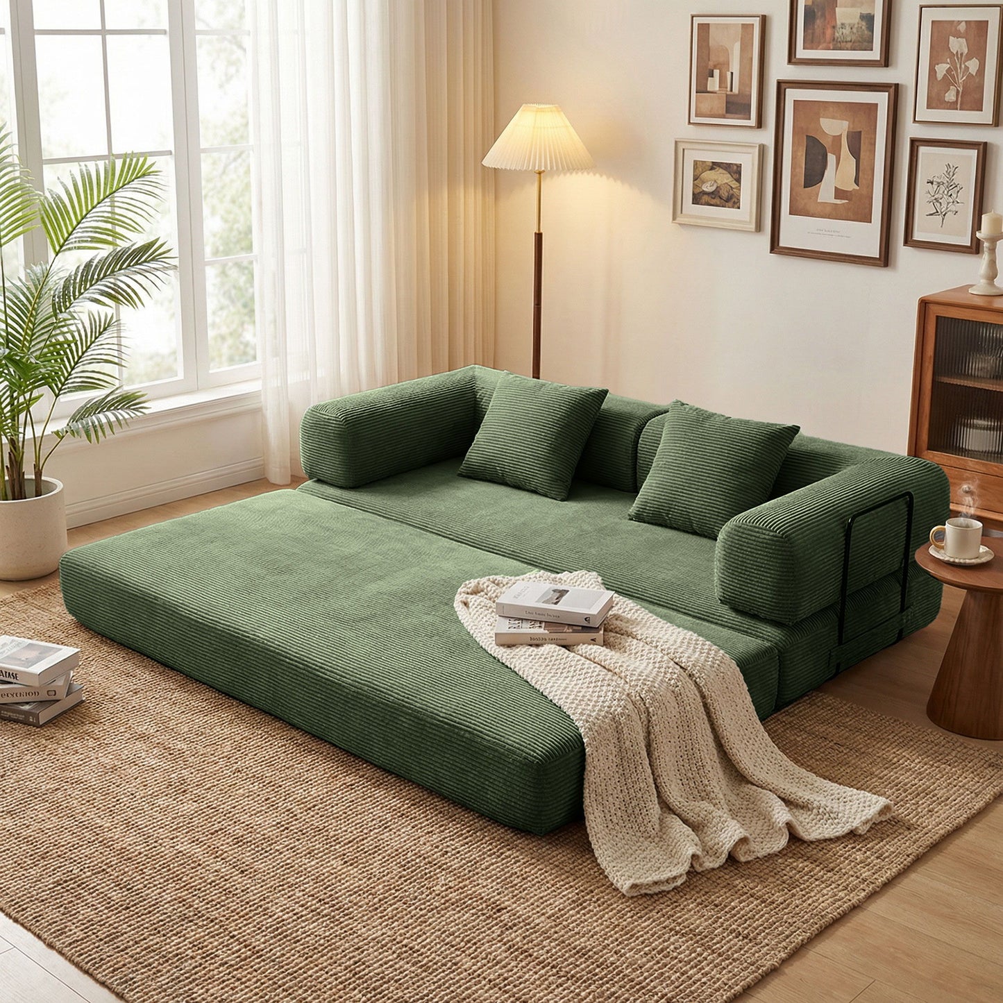 Convertible Sleeper Sofa Bed, 3 Seater Fold Out Couch With Mattress