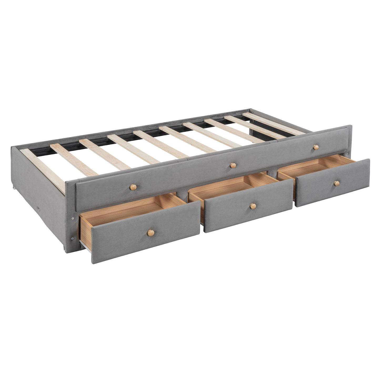 Upholstered Daybed With Trundle And Drawers