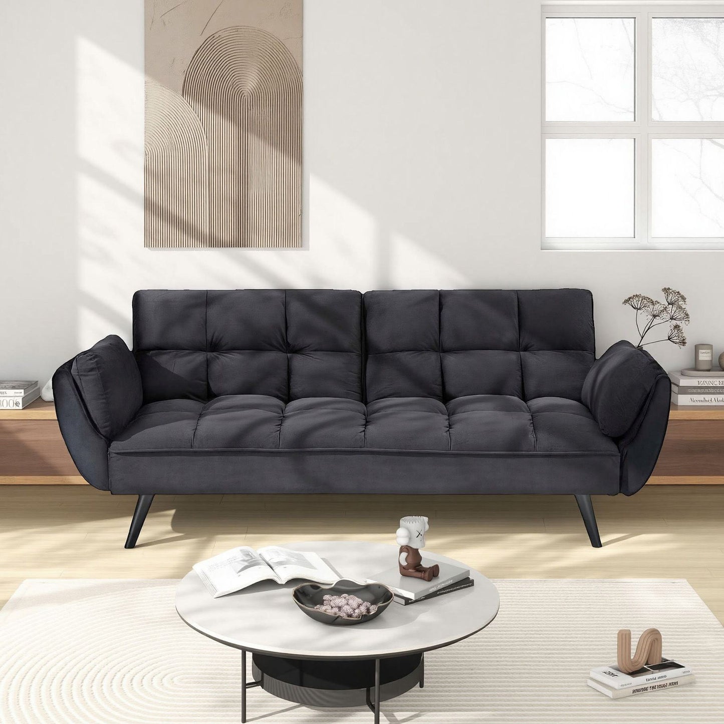 Sofa Soft Two Armrests Throw Pillow Pillow Comfortable Fit Apartment Bedroom Small Space