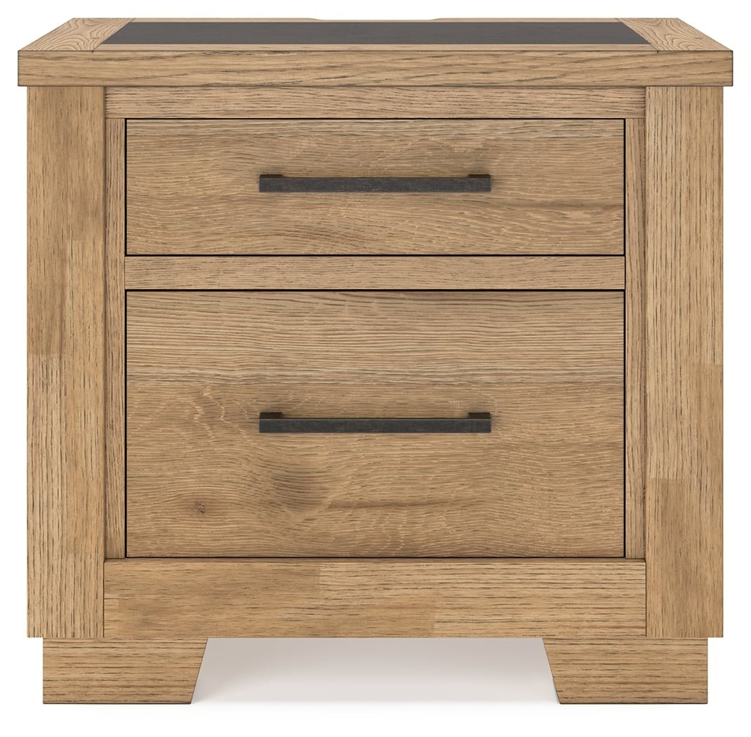 2-Drawer Nightstand with Cement Tile Inlay Top