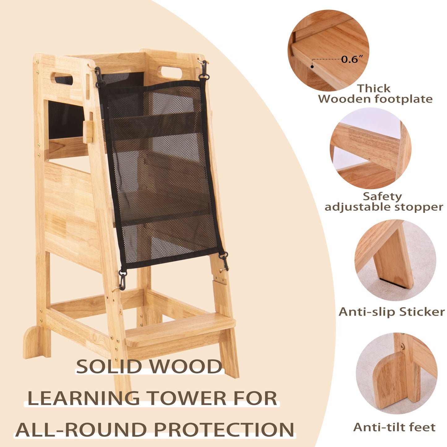 Solid Wood Learning Tower - Wood