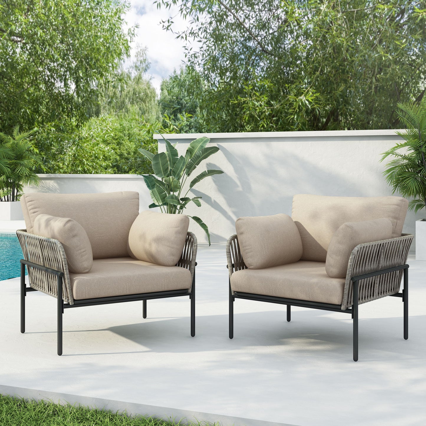 Rope Lounge Chair With Cushions For Modern Spaces