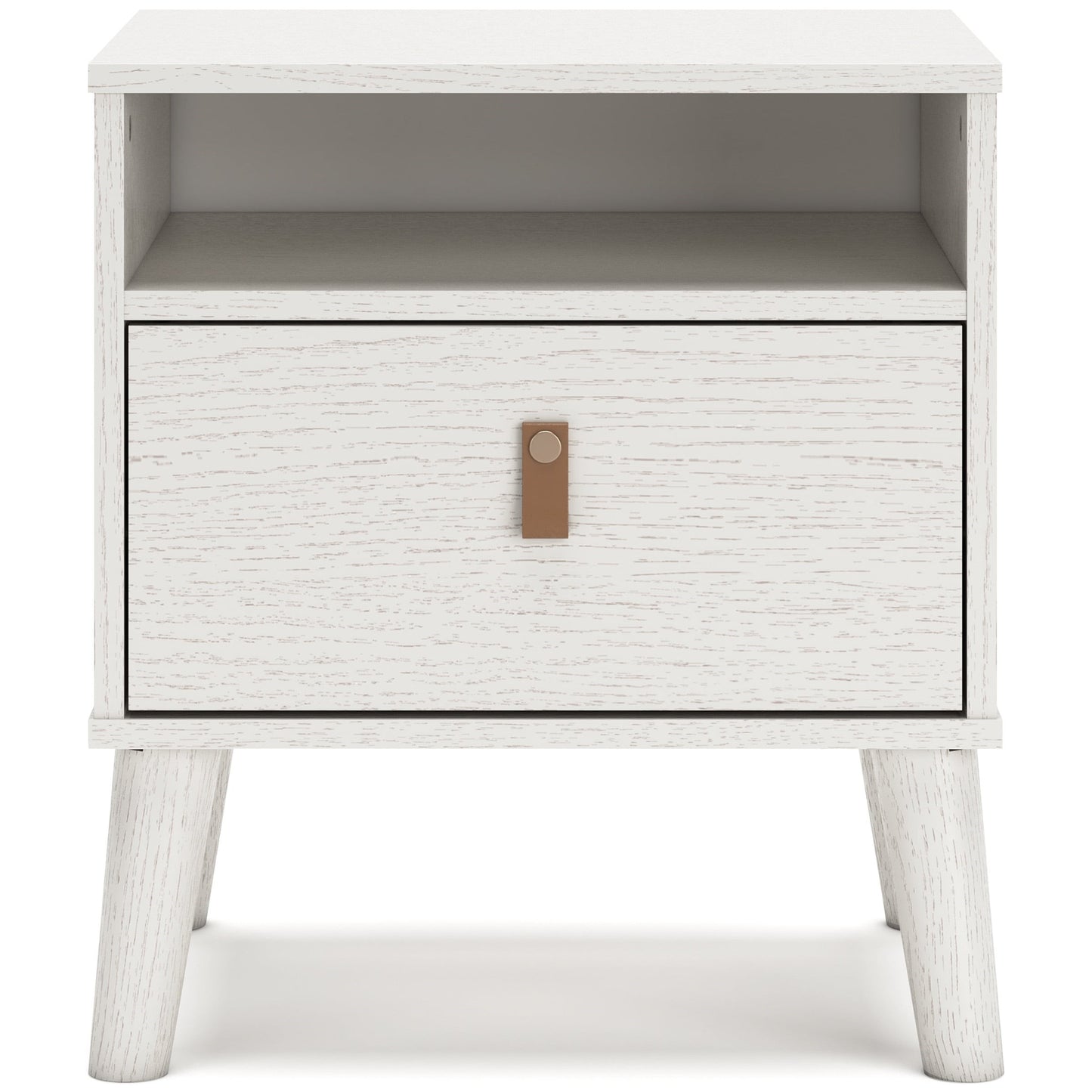 Nightstand with Faux Leather Drawer Pulls
