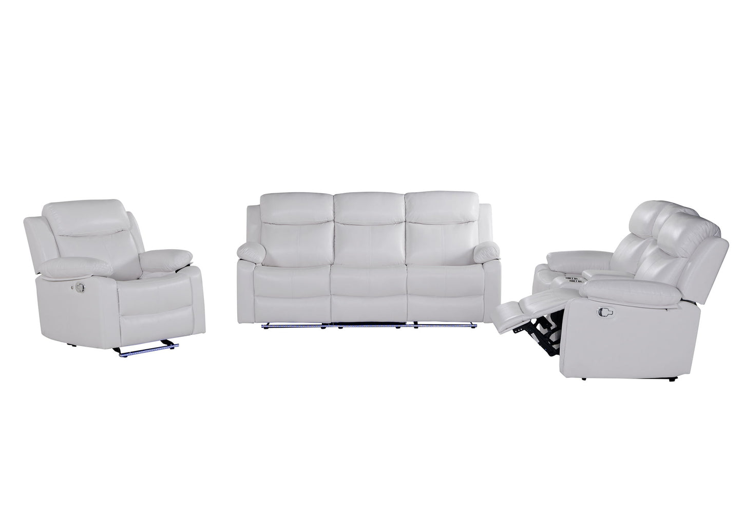 U6026 - Console Reclining Loveseat With LED And Speaker - White