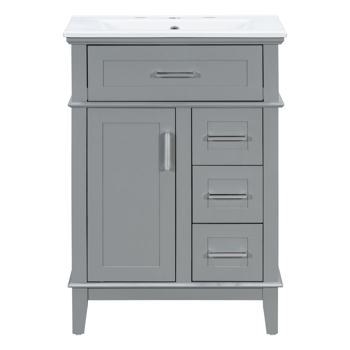 Modern Bathroom Vanity With Sink, Flip Drawer & 3 Drawers, Soft Close Hinges, Adjustable Shelf