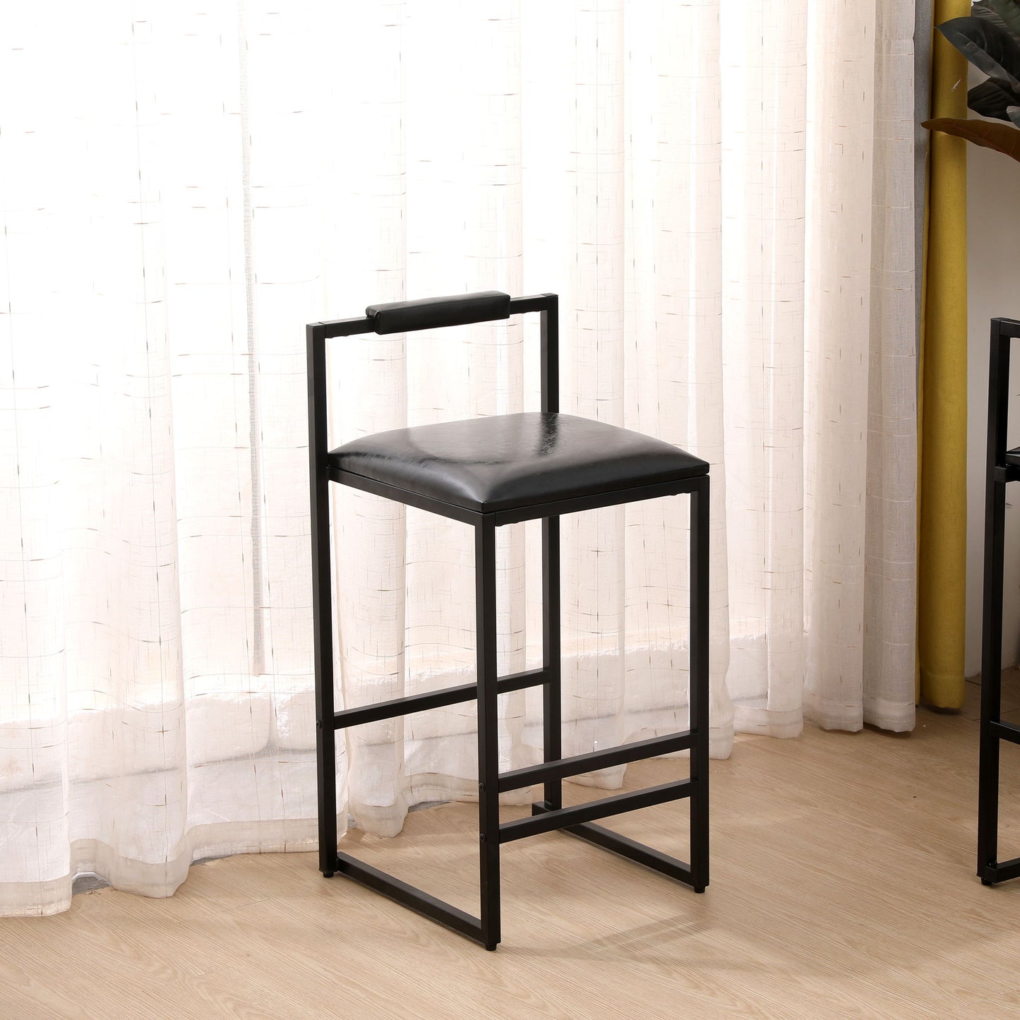 Elegant Bar Stool Set With Backrest And Footrest, Counter Height (Set of 2)