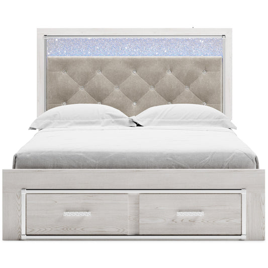 Queen Storage Bed with Upholstered Headboard