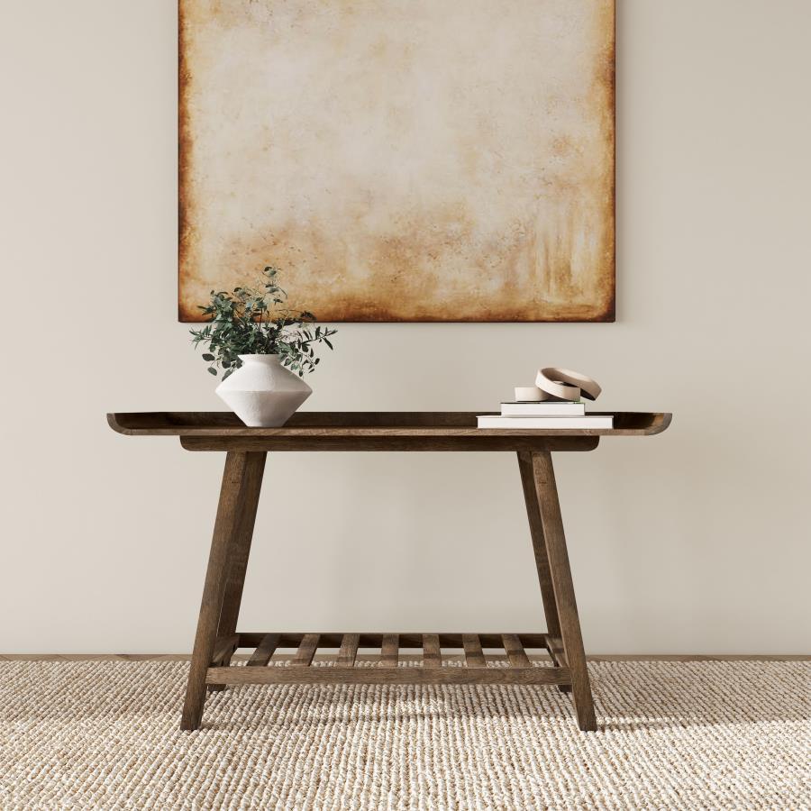 Ornelas - Console Table With Slatted Shelf - Mango Brown