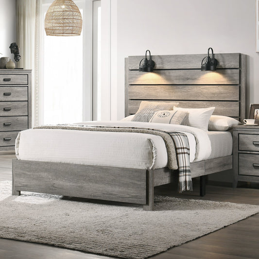 King Platform Bed with Built-In Lighting