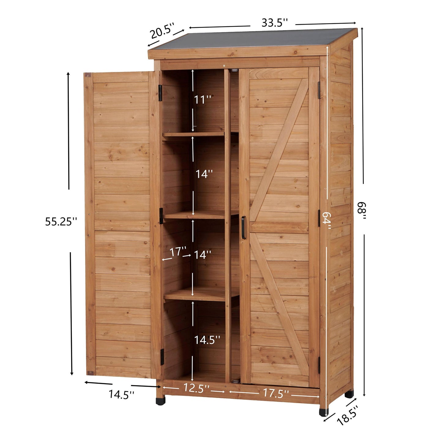 Outdoor Storage Shed With Top Tall Vertical Tool Cabinet - Gold