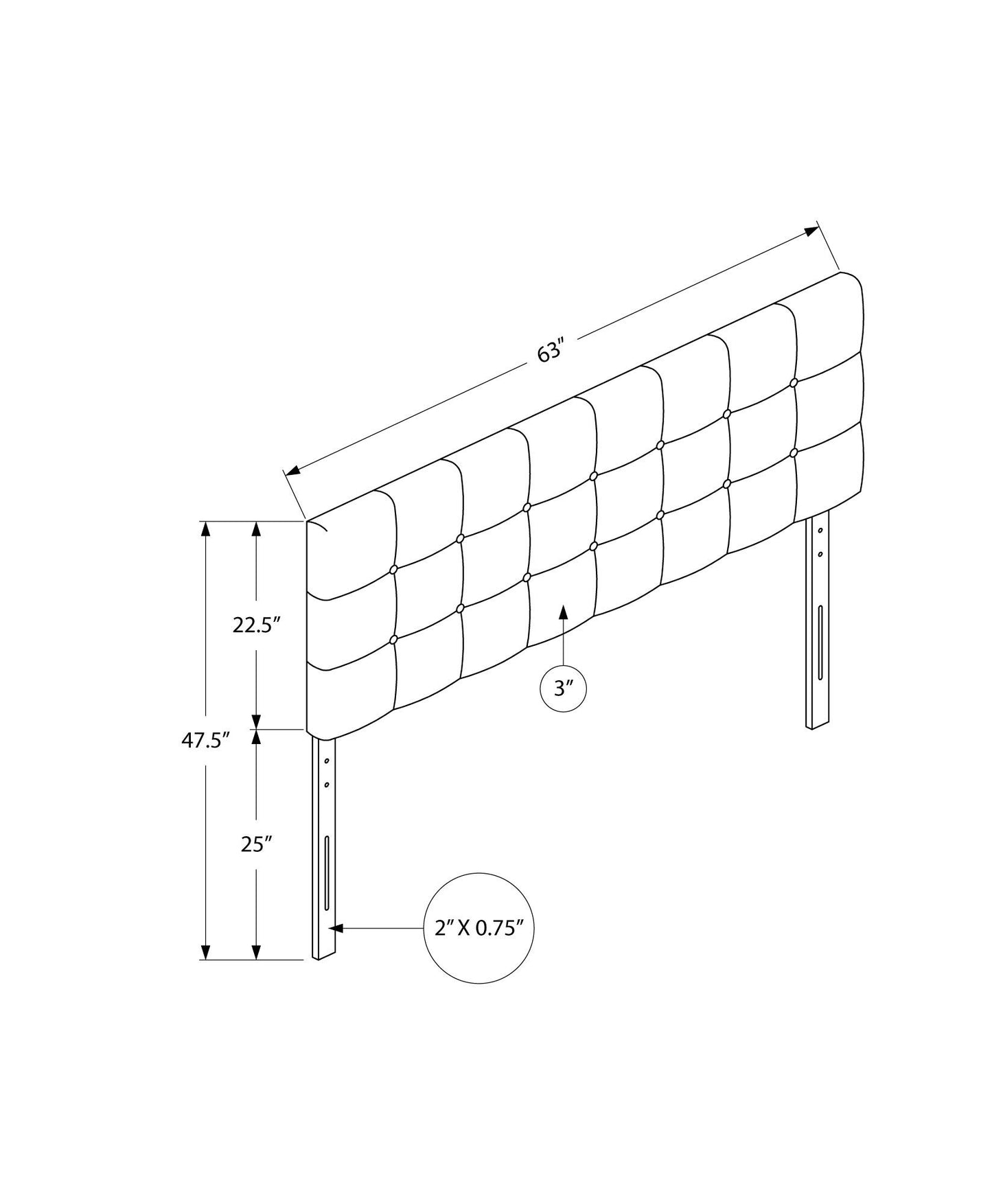 Queen Size Headboard Only Upholstered Leather Look - White
