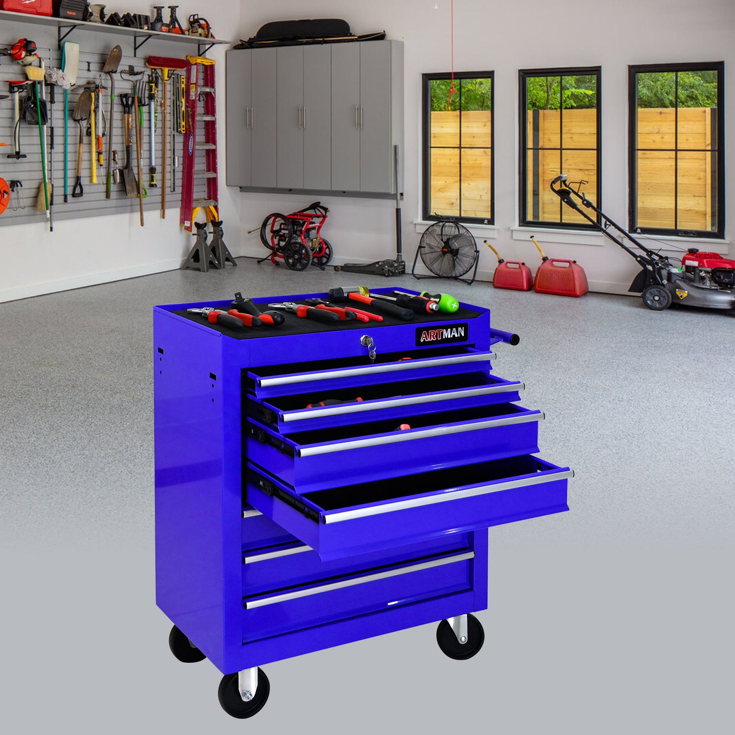7 Drawers Multifunctional Tool Cart With Swivel Wheels