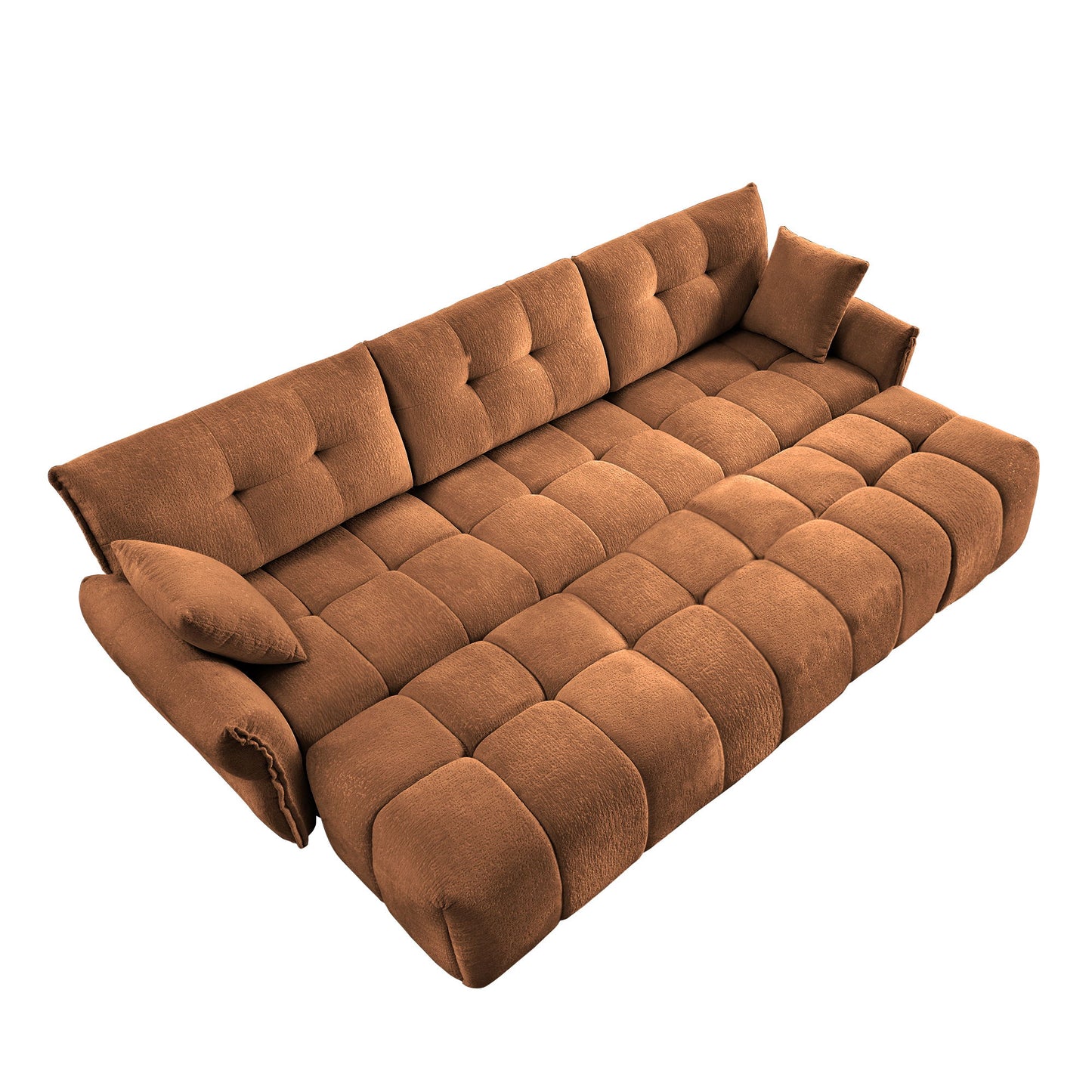 Sofa Set With Ottoman And Pillows, Textured, High Resilience Cushions