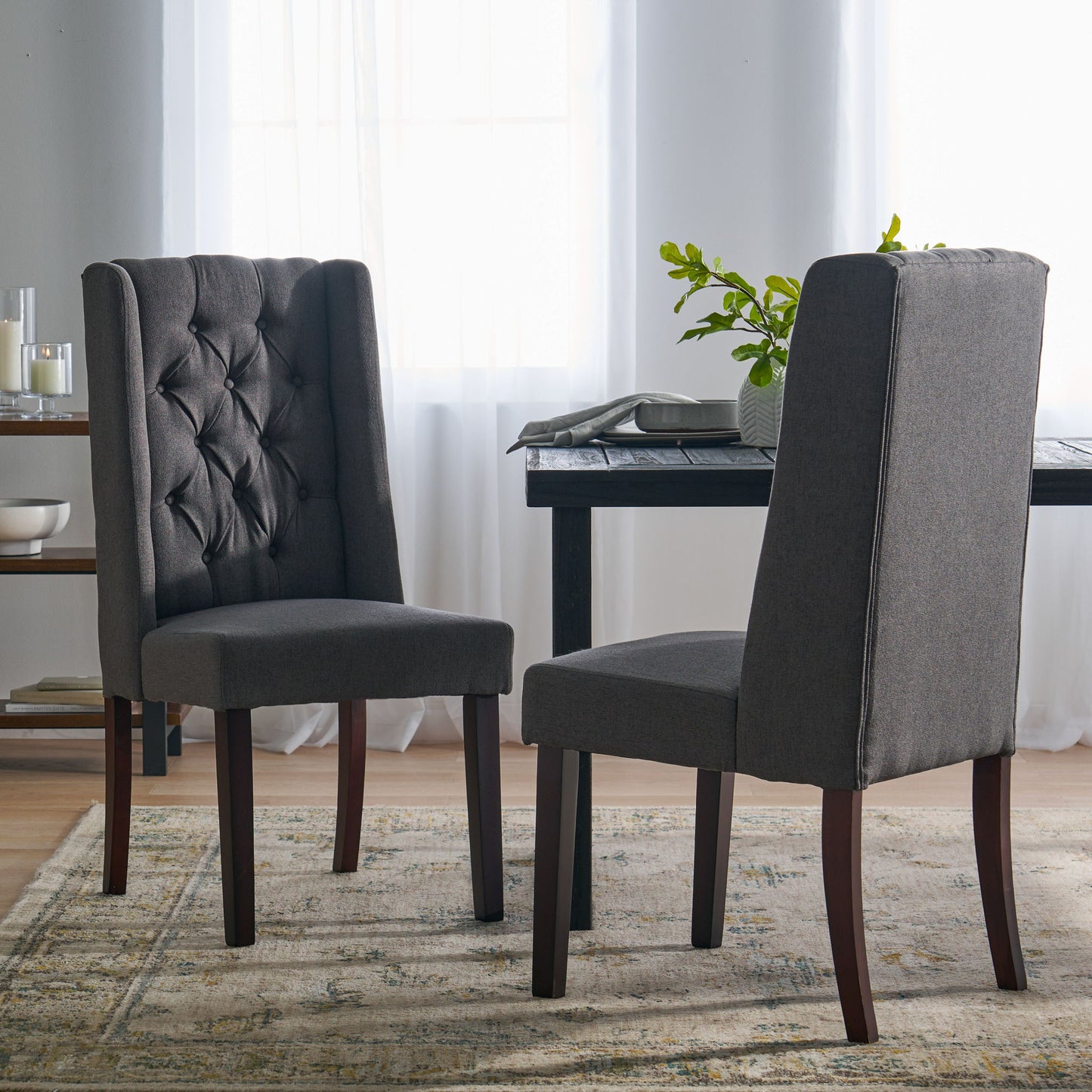 Sophisticated Tufted Dining Chair With High Back Design