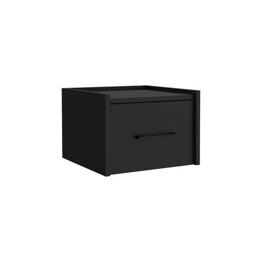 Floating Nightstand, Space Saving Design With Handy Drawer And Surface - Black