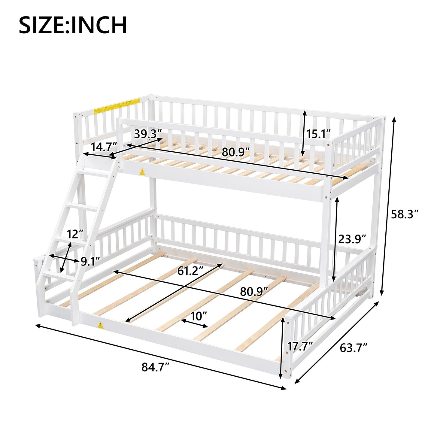 Bunk Bed With Ladder And Guardrails