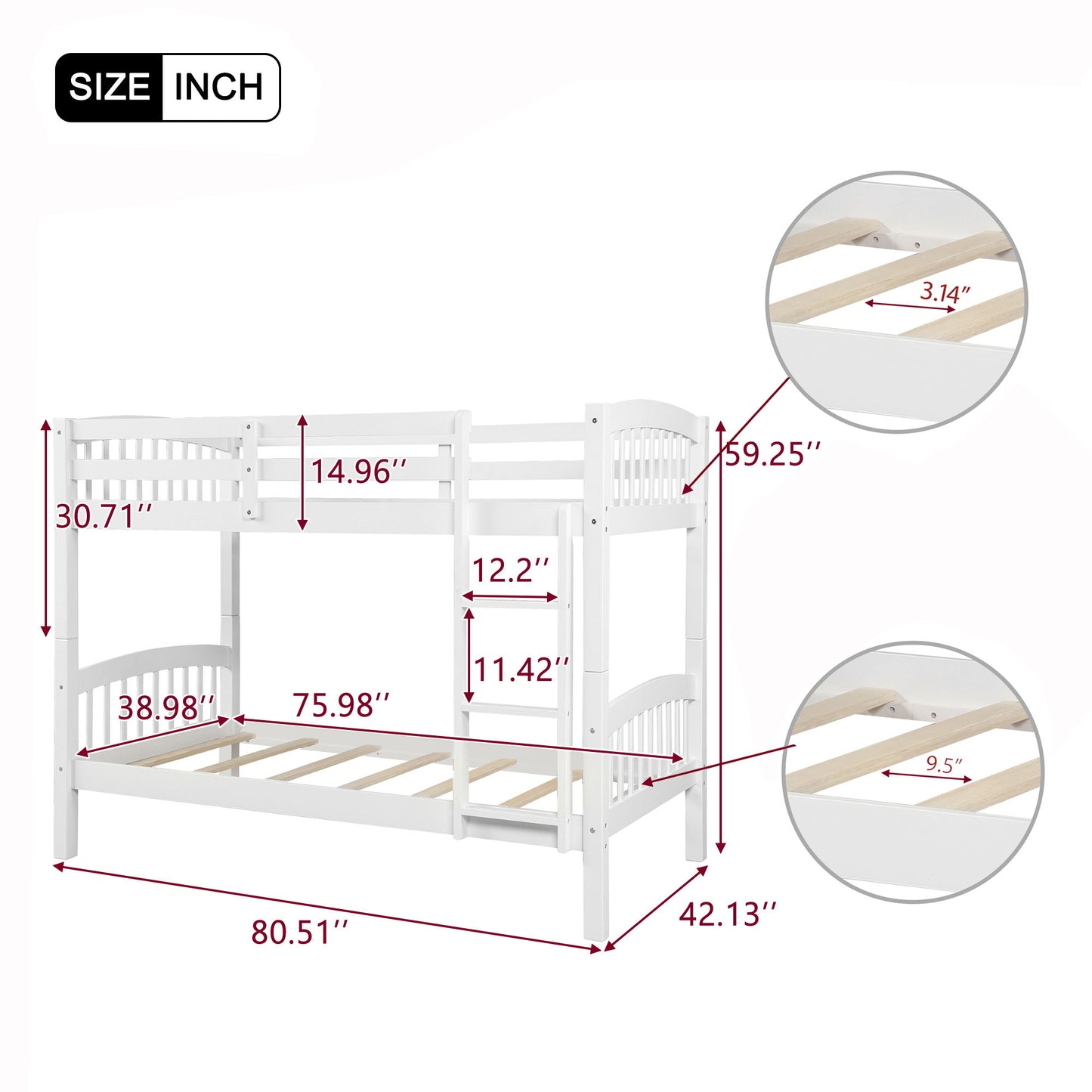 Solid Construction Bunk Bed With Ladder