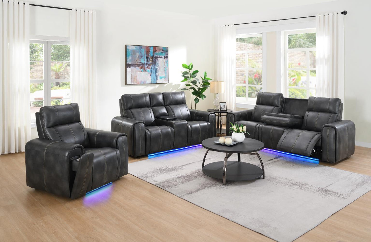 U66 - Power Reclining Sofa - Dark Gray