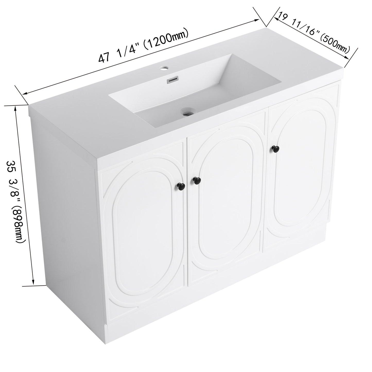 Contemporary Freestanding Bathroom Vanity With Resin Sink & Soft-Close Cabinet Doors
