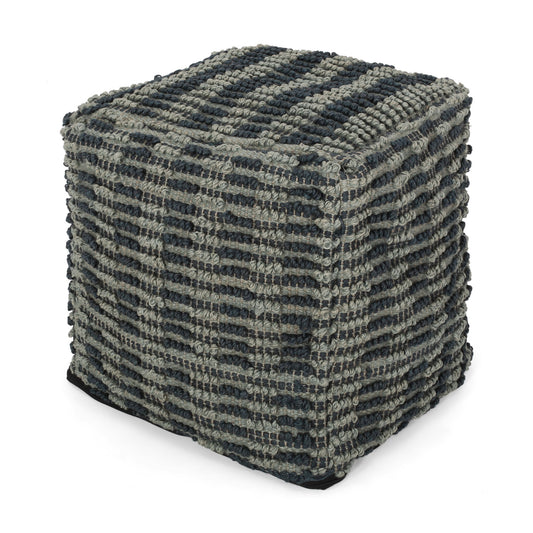 Walle - Fabric Square Pouf Ottoman And Floor Cushion Teal - Blue