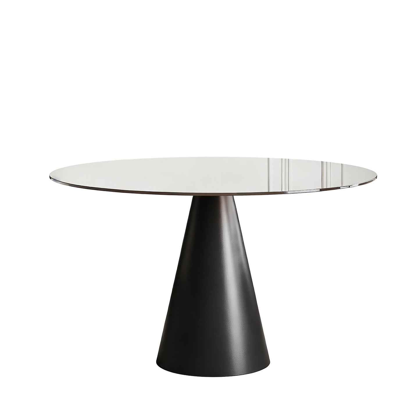 Round Dining Table With Tempered Glass Top - Black / Brown