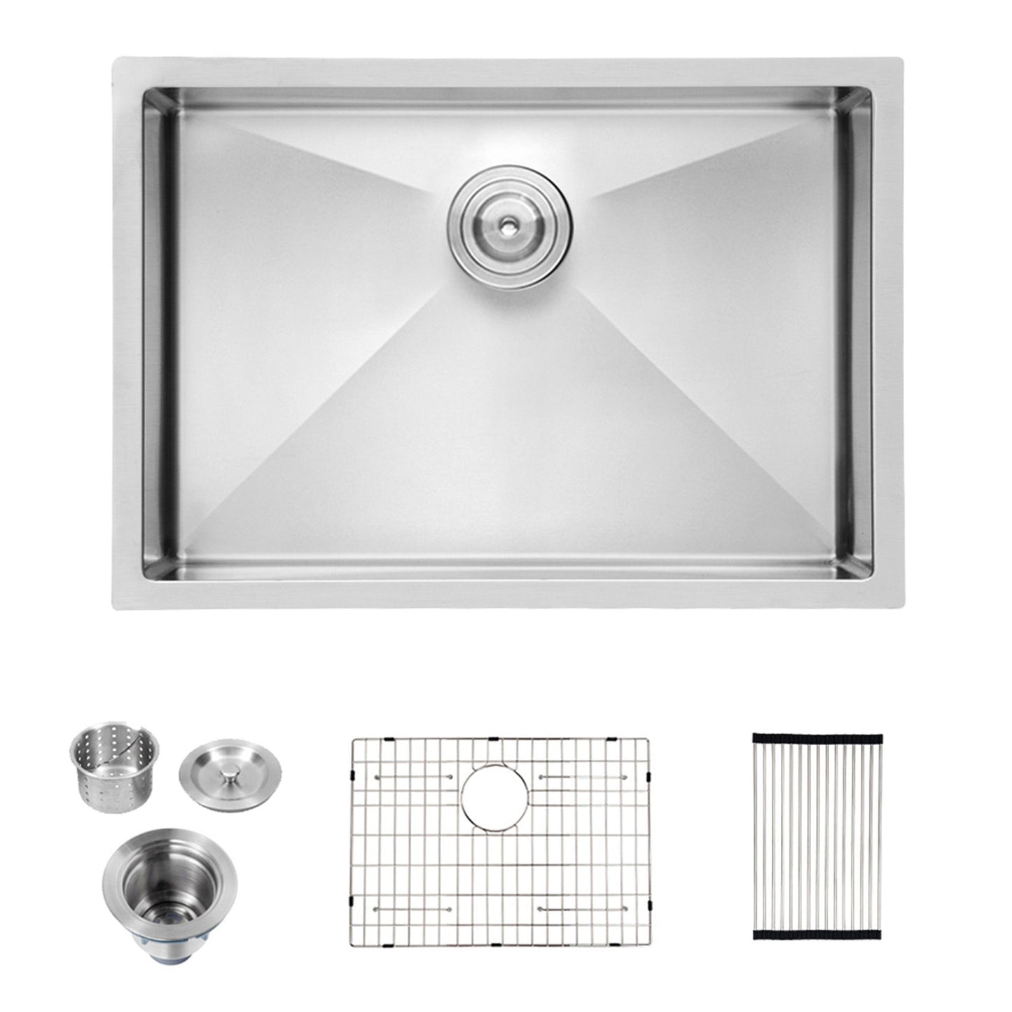 Modern Undermount Stainless Steel Kitchen Sink 16 Gauge, Deep Single Bowl