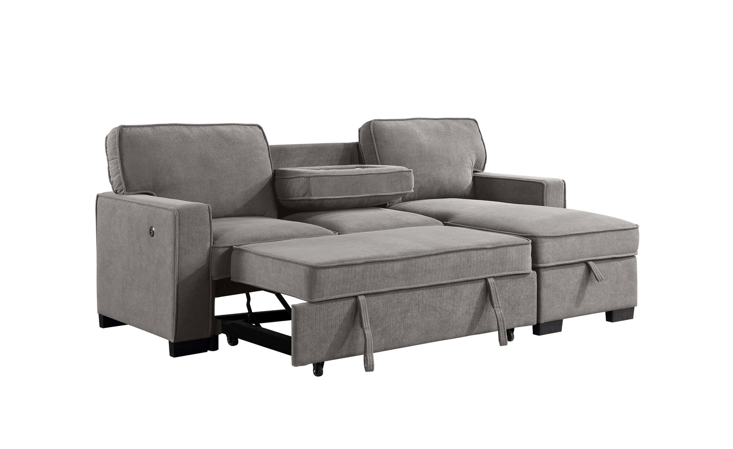 SECTIONAL W/ PULL-OUT BED & LAF CHAISE WITH STORAGE