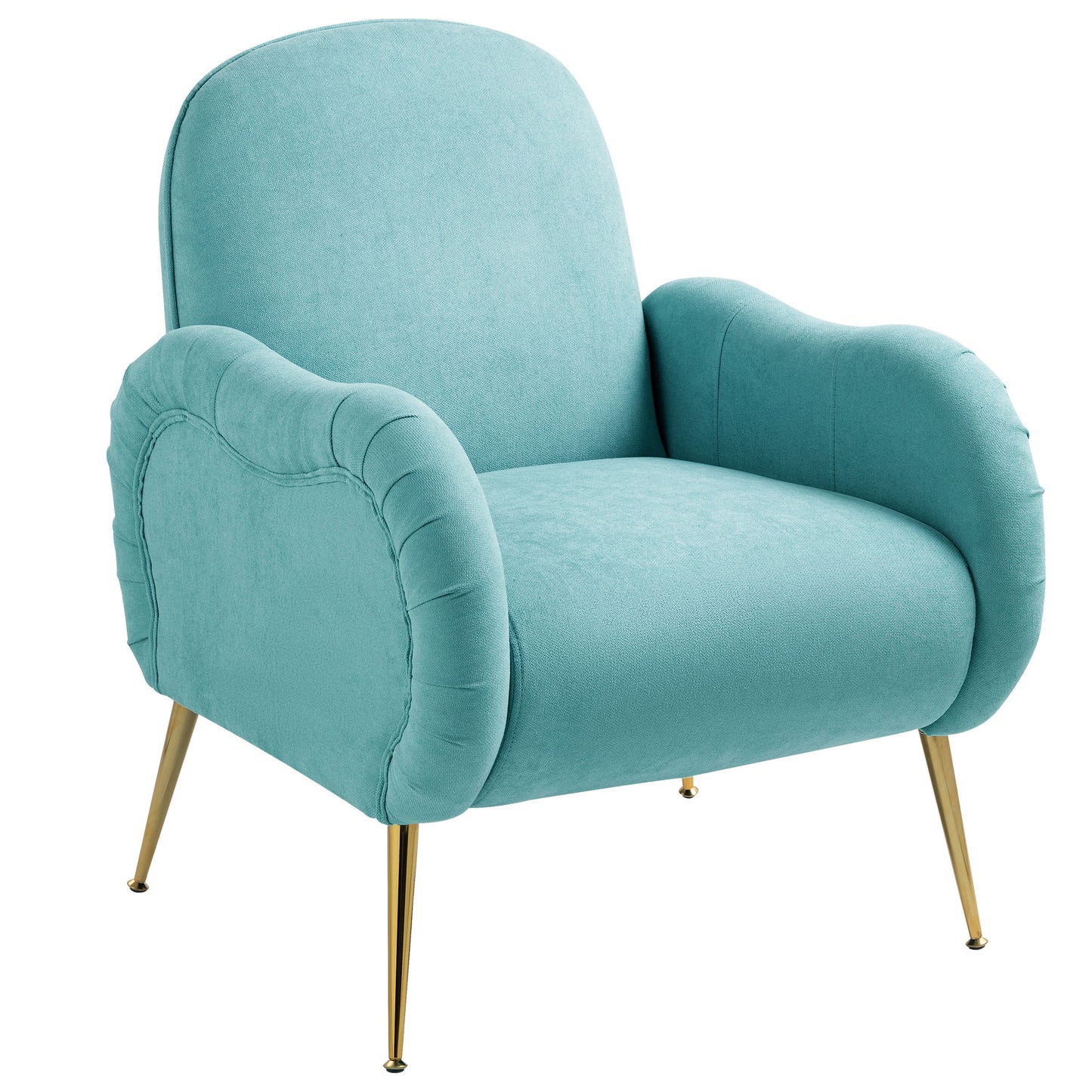 Modern Accent Chair With Metal Legs, Snowflake Fabric Armchair