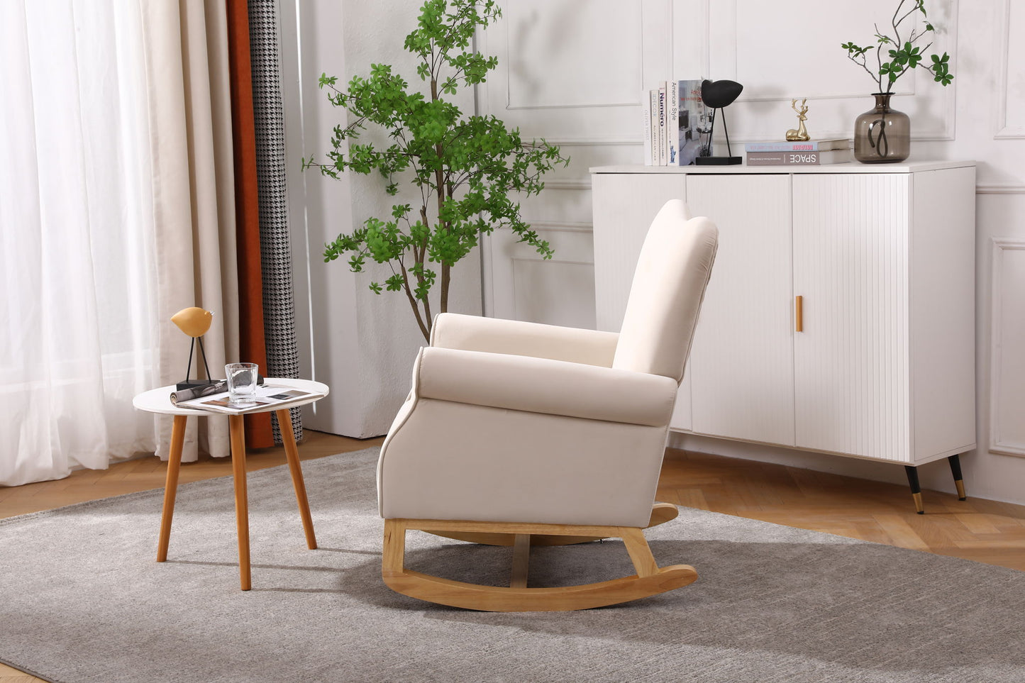 Modern Rocking Chair, Upholstered Accent Chair For Nursery, Small Contemporary Rocke