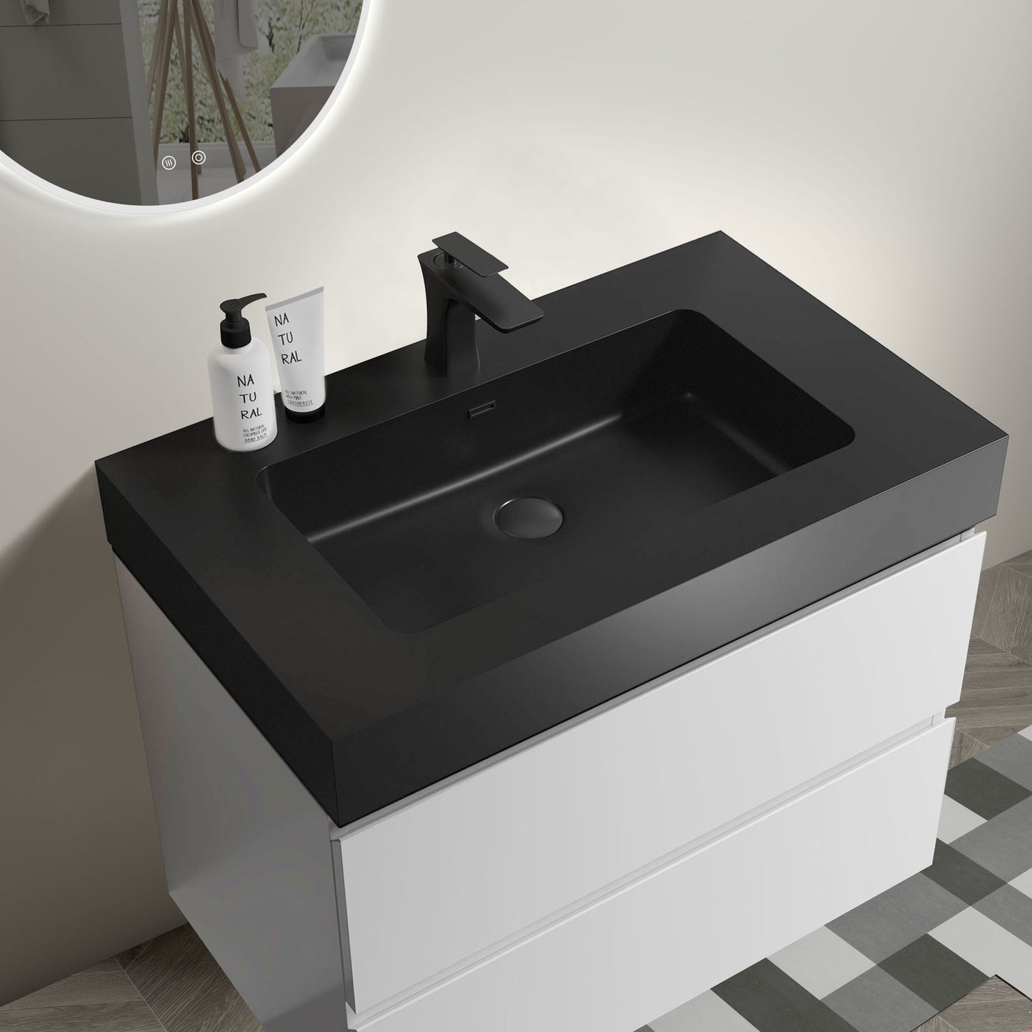 Alice - Bathroom Vanity With Large Storage, Sink, Wall Mounted