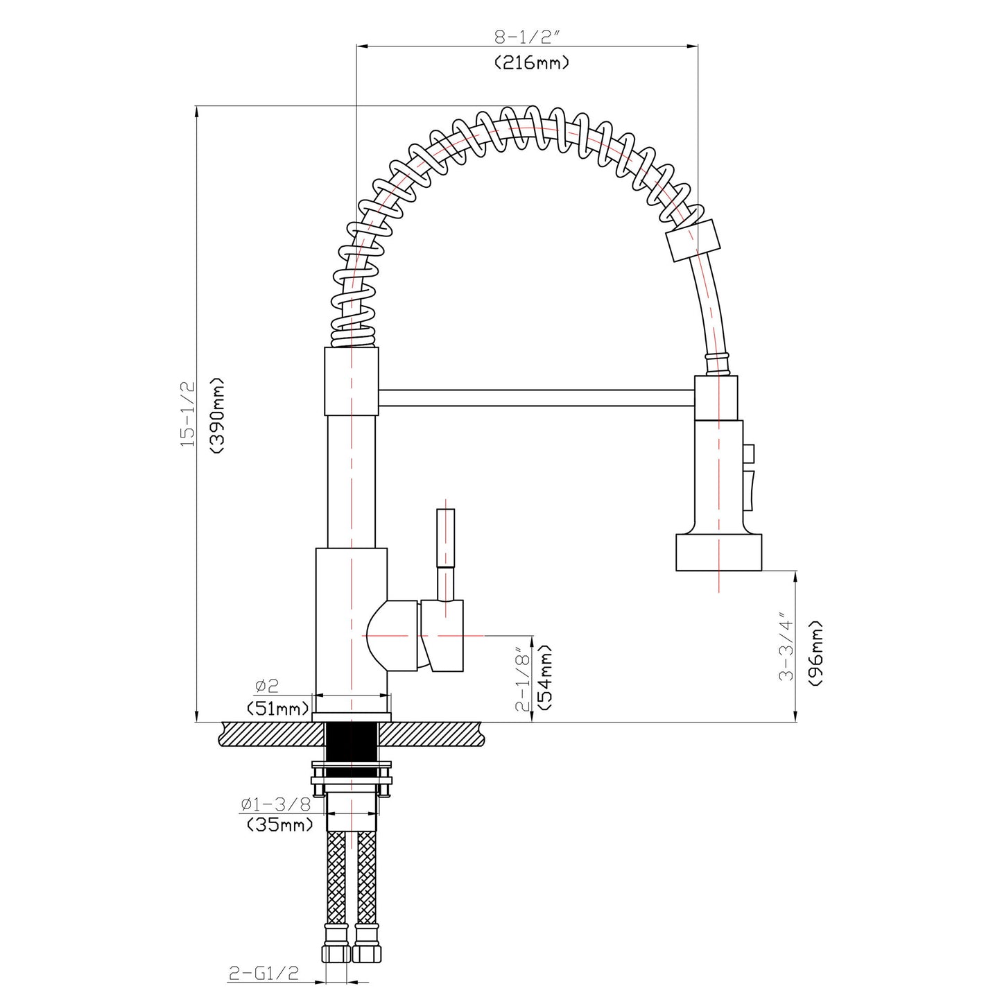 Kitchen Faucet With Pull Down Spray Head - Brushed Nickel