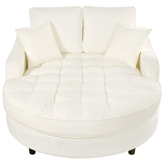 Modern Chaise Lounge Upholstered Sofa Couch With Tufted Seat And Detachable Pillows For Living Room