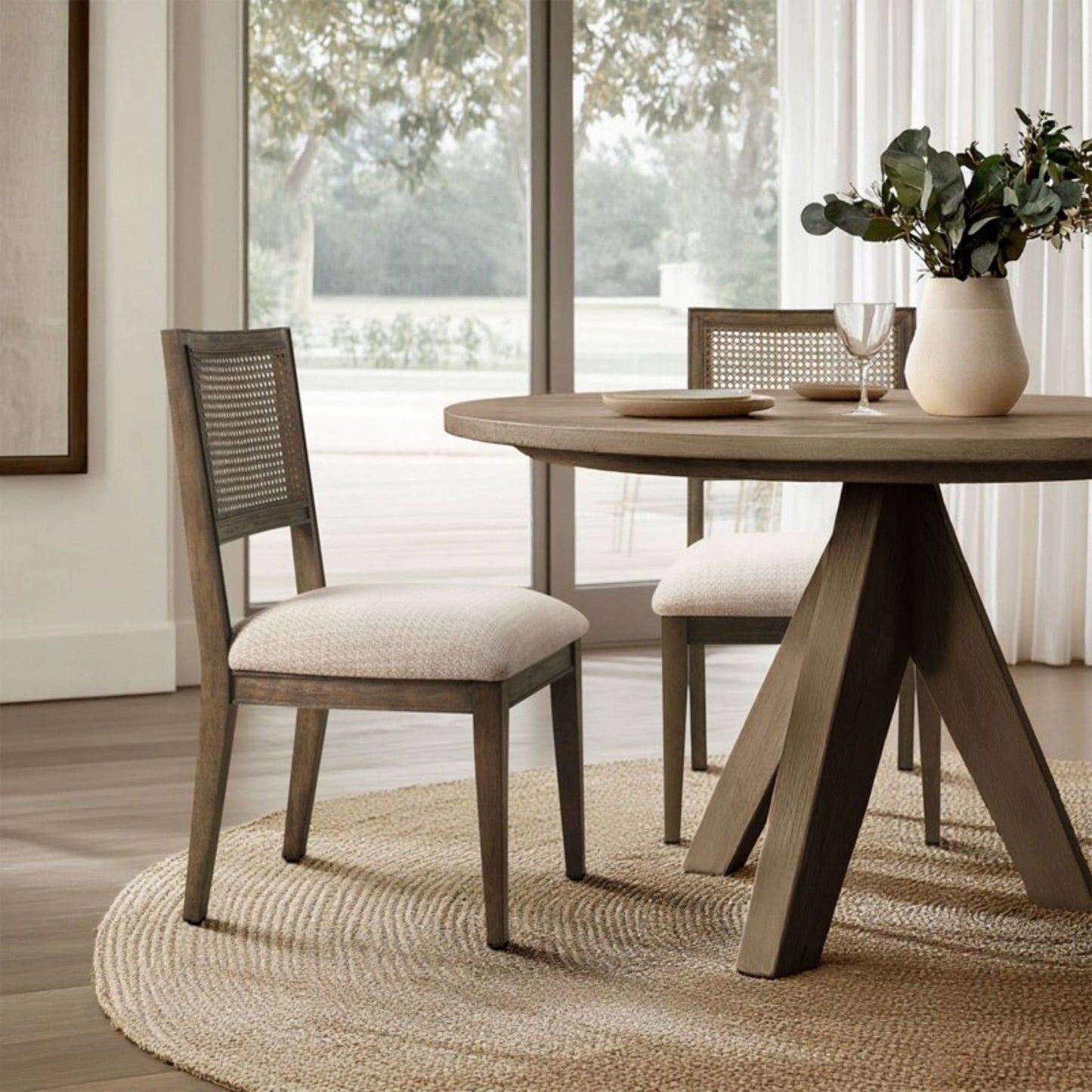 Modern Armless Dining Chair With Cane Back (Set of 2)