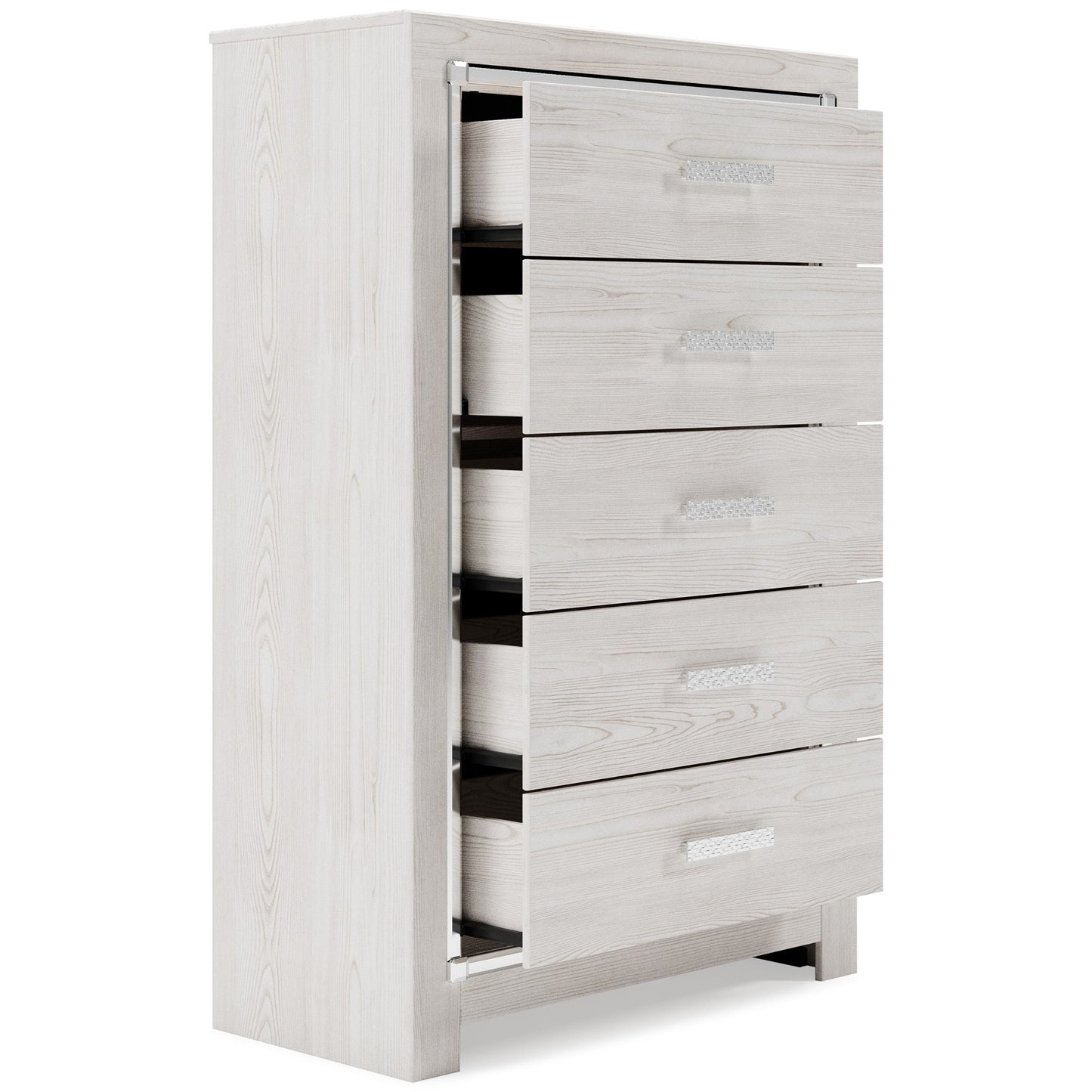 Glam 5-Drawer Chest with Chrome Finish Accents