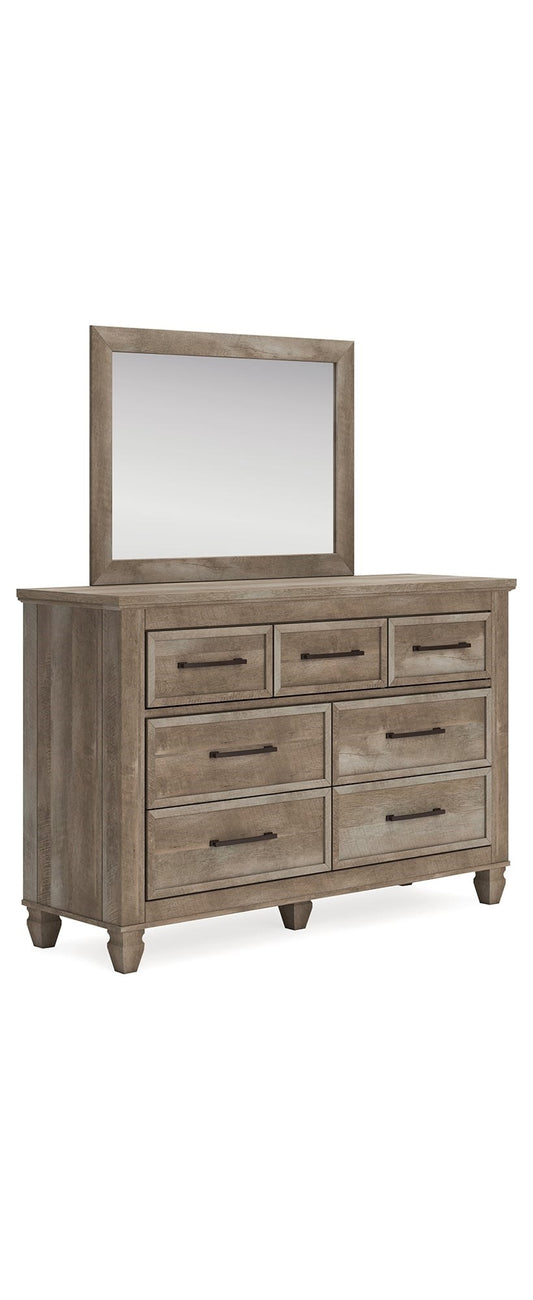 Rustic Farmhouse 7-Drawer Dresser with Mirror