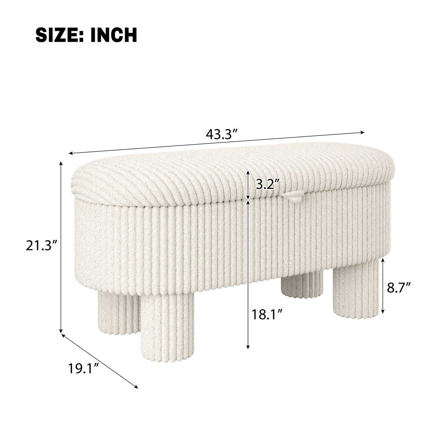 Storage Ottoman Upholstered Bench With Lift Top Storage For Bedroom