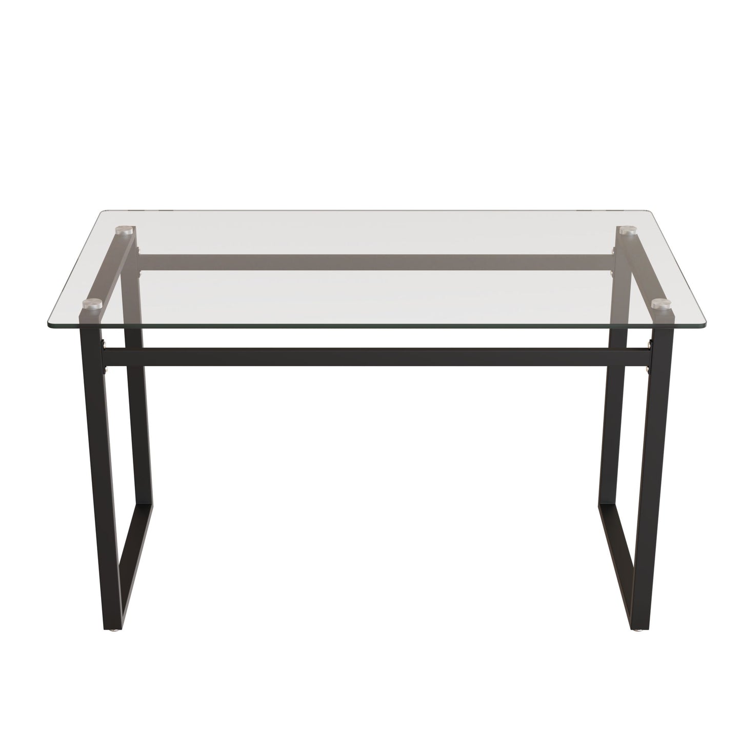 Modern Minimalist Rectangular Dining Table With Tempered Glass Top