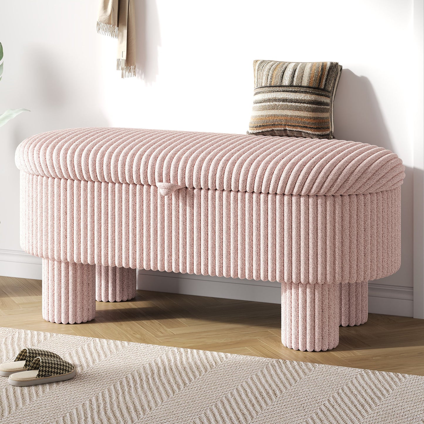 Storage Ottoman Upholstered Bench With Lift Top Storage For Bedroom