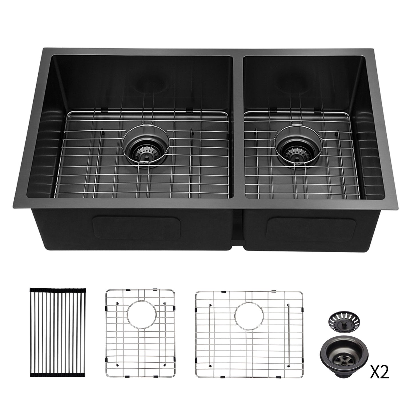 Modern Double Bowl Undermount Kitchen Sink 50 / 50 Design Stainless Steel