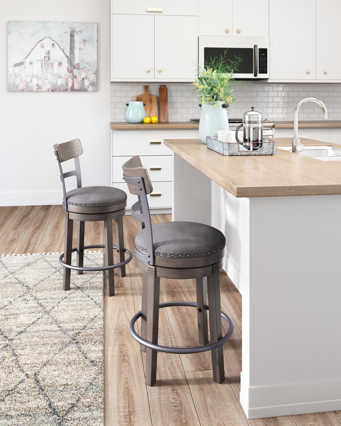 Caitbrook - UPH Swivel Barstool  - Gray