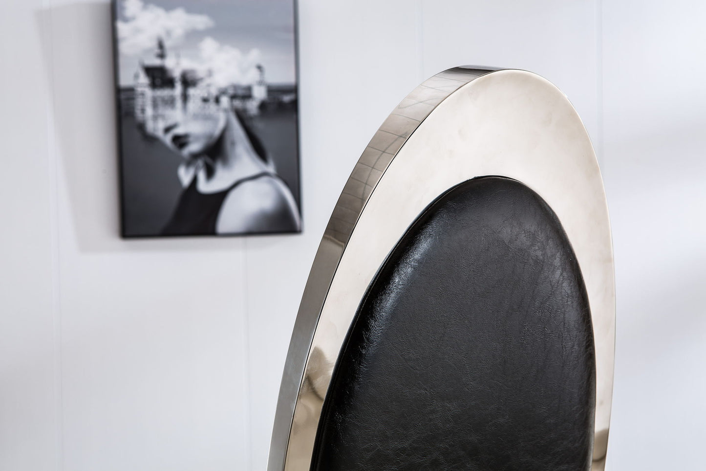 Dining Chair With Oval Backrest, Stainless Steel Legs (Set of 2)