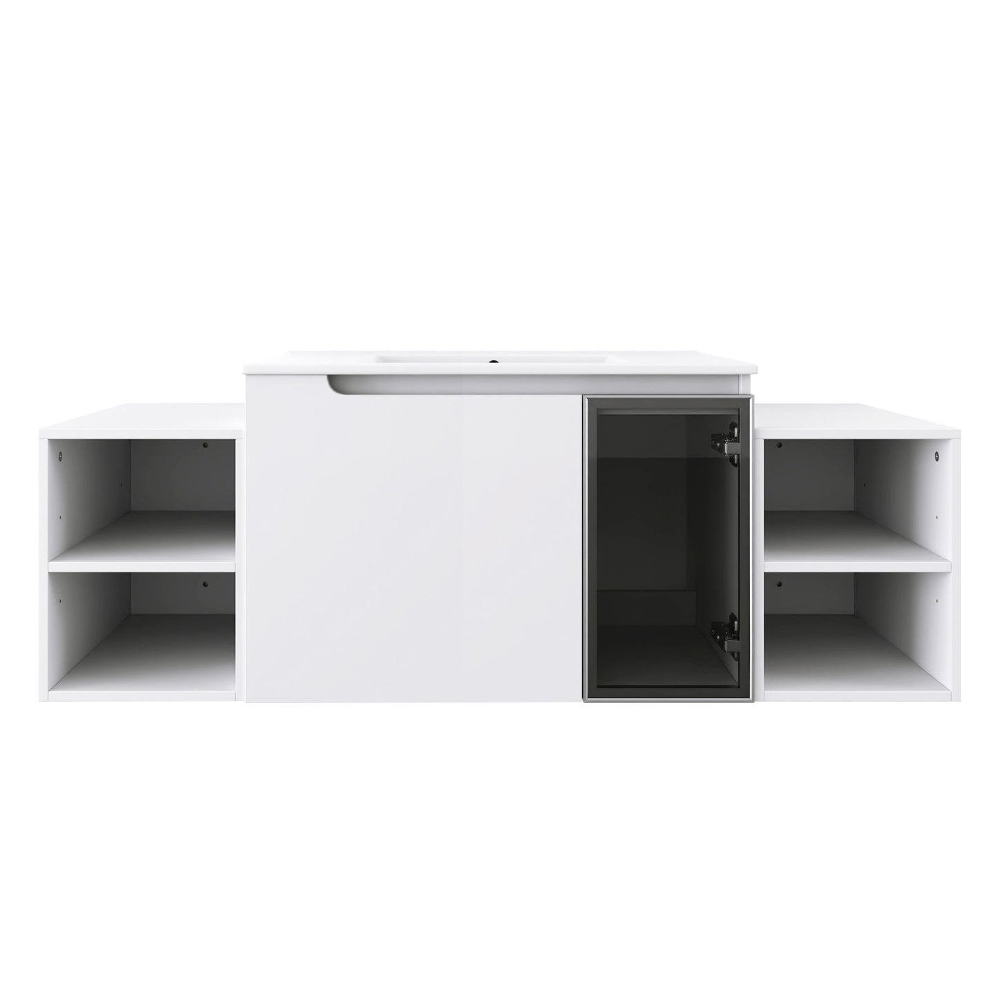 Wall Mounted Bathroom Vanity With Sink, Cabinet & Half Door