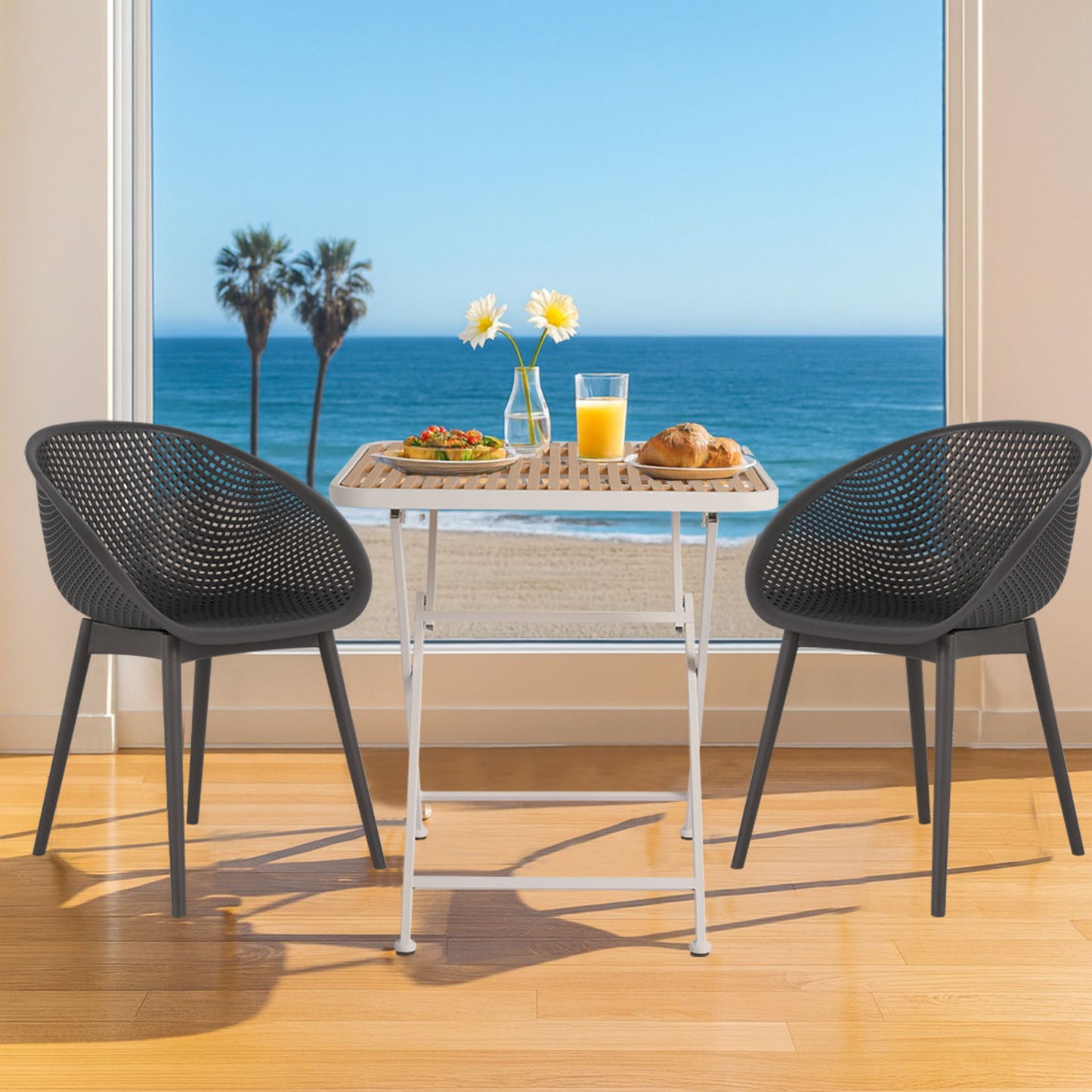 2 Pack Lounge Chair Set & Folding Square Table