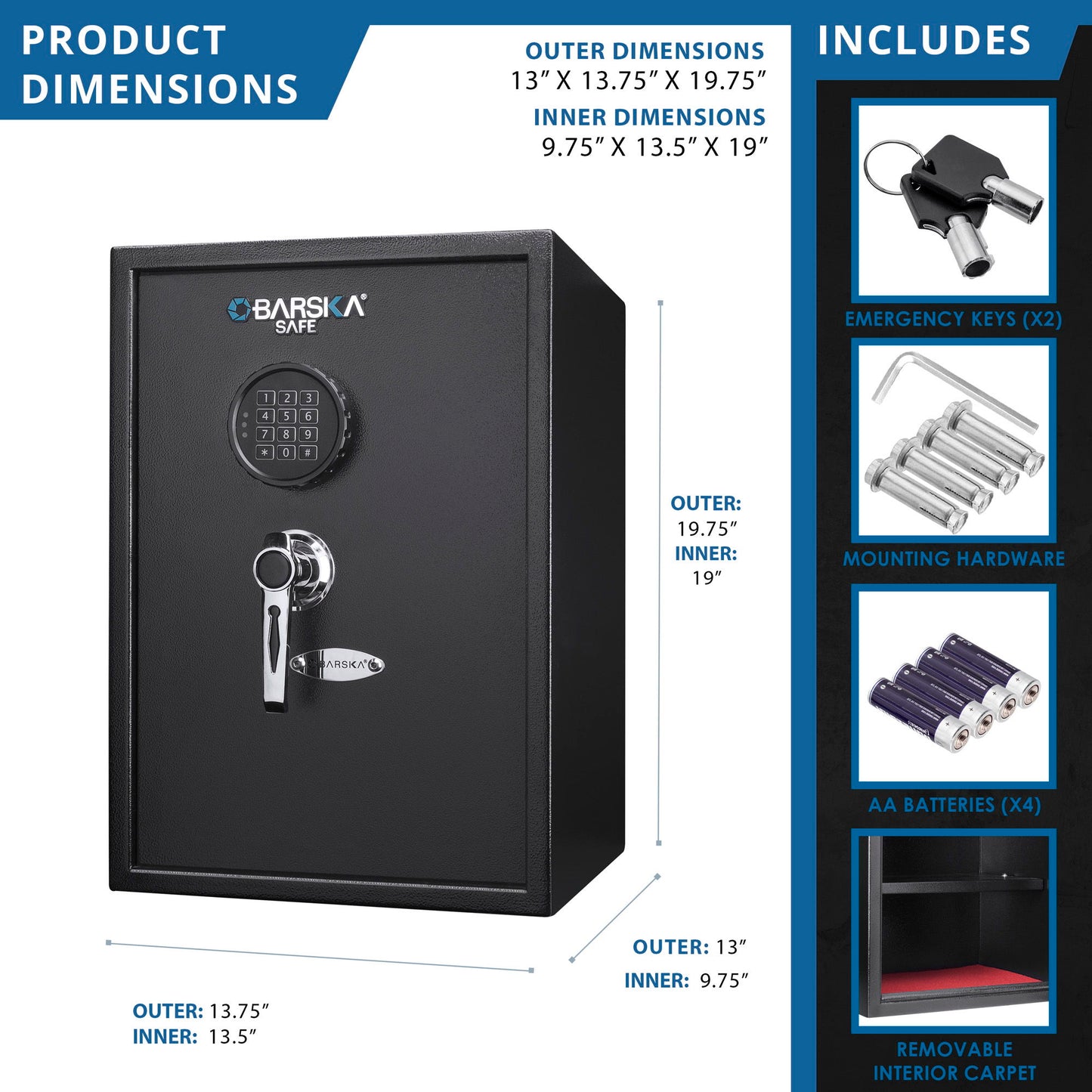 Large Digital Keypad Safe 1 45 Cubic Ft - Black